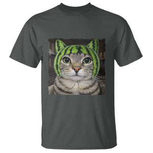 Watermelon Cat Silly Cat Meme T Shirt TS10 Dark Heather Print Your Wear