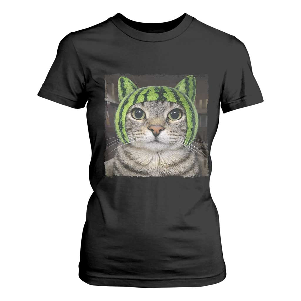 Watermelon Cat Silly Cat Meme T Shirt For Women TS10 Black Print Your Wear