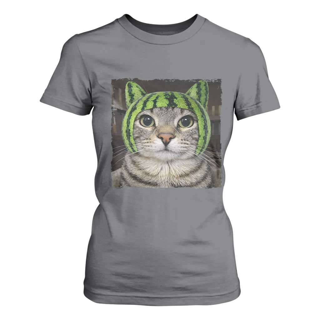 Watermelon Cat Silly Cat Meme T Shirt For Women TS10 Charcoal Print Your Wear