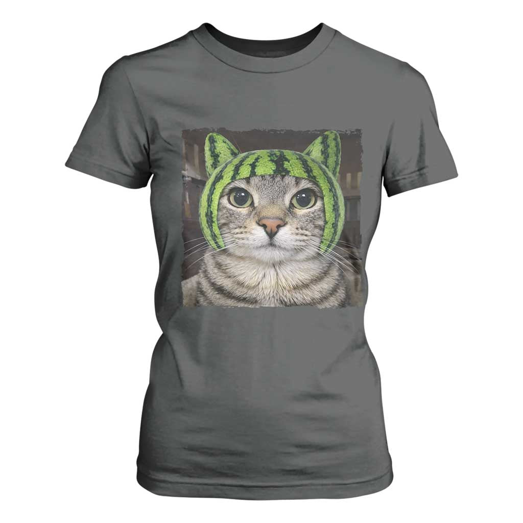 Watermelon Cat Silly Cat Meme T Shirt For Women TS10 Dark Heather Print Your Wear