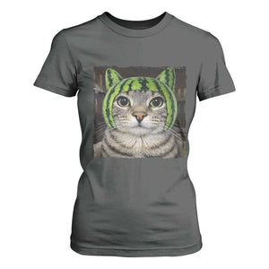 Watermelon Cat Silly Cat Meme T Shirt For Women TS10 Dark Heather Print Your Wear