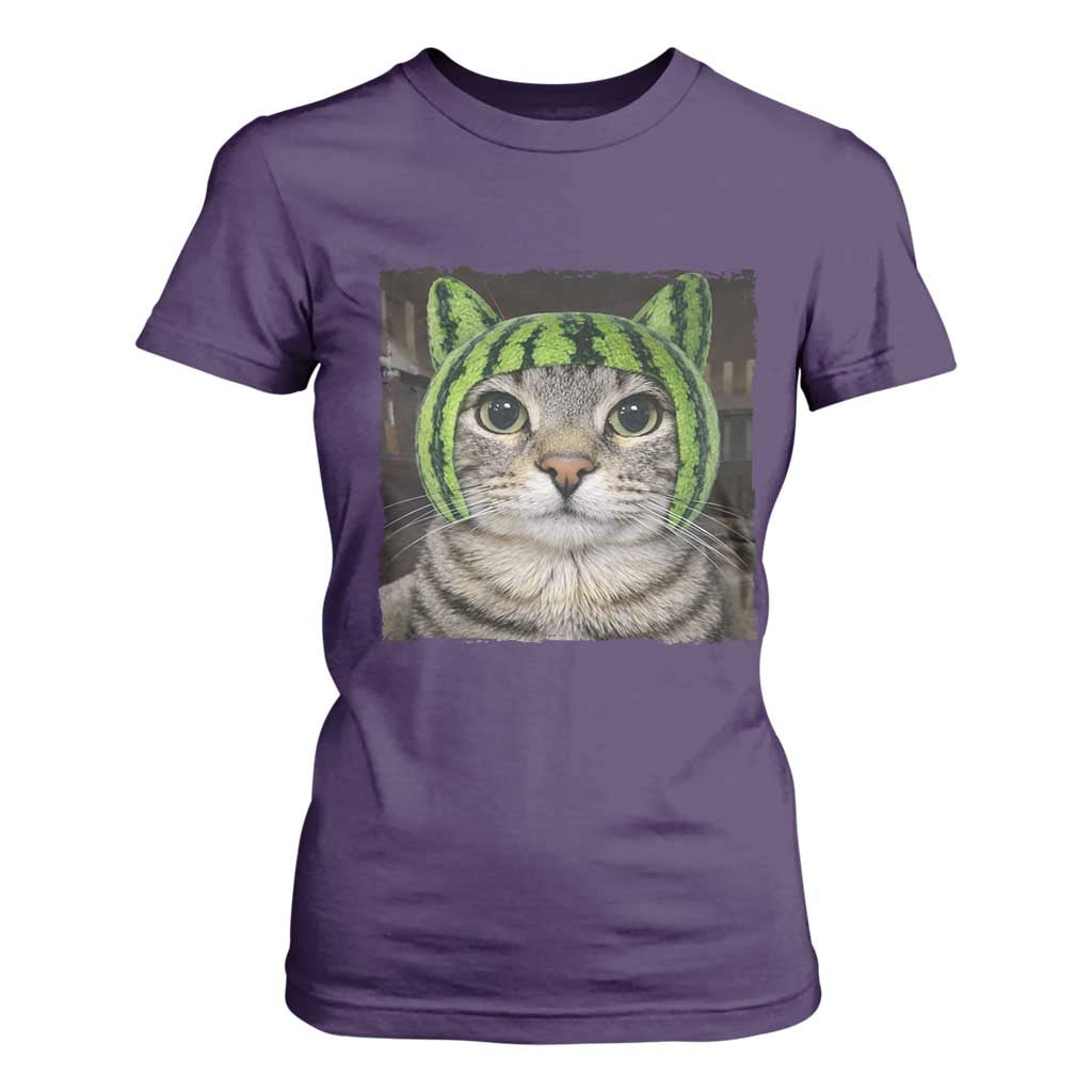 Watermelon Cat Silly Cat Meme T Shirt For Women TS10 Purple Print Your Wear