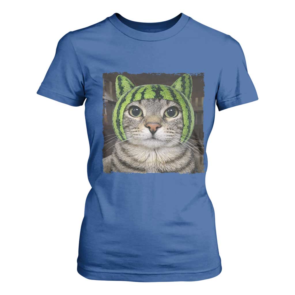 Watermelon Cat Silly Cat Meme T Shirt For Women TS10 Royal Blue Print Your Wear