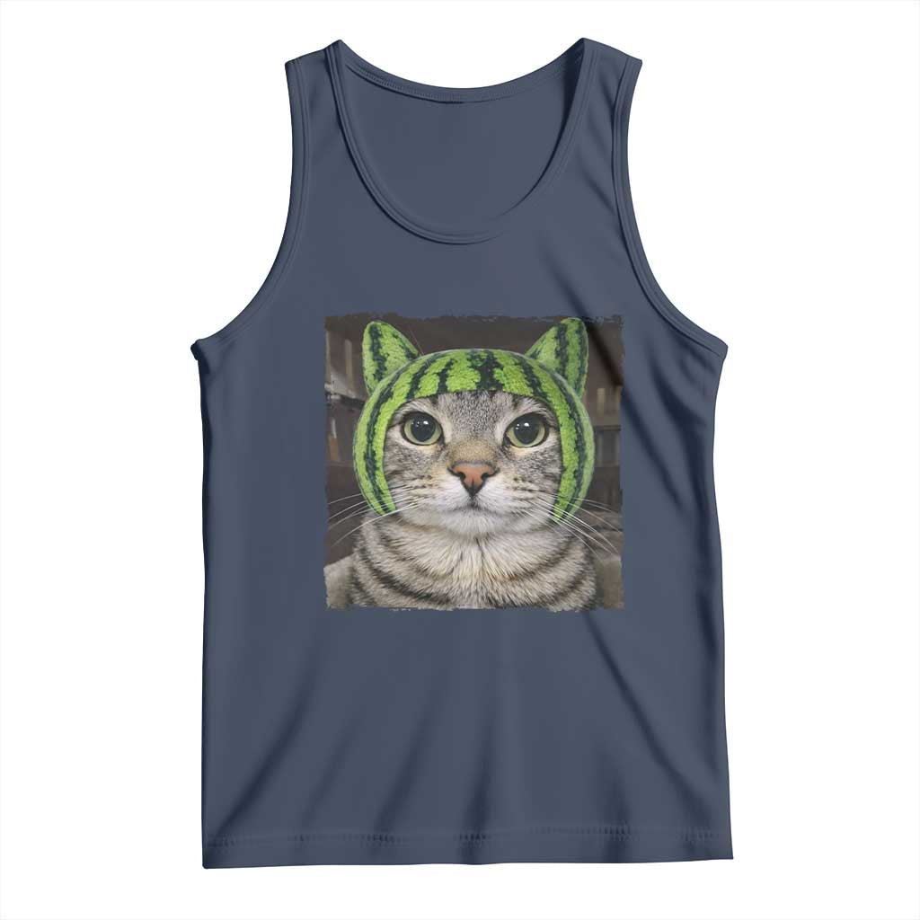 Watermelon Cat Silly Cat Meme Tank Top TS10 Navy Print Your Wear