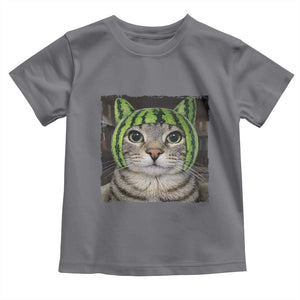 Watermelon Cat Silly Cat Meme Toddler T Shirt TS10 Charcoal Print Your Wear
