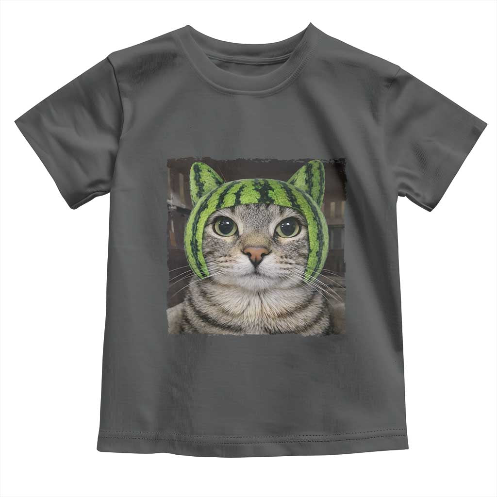 Watermelon Cat Silly Cat Meme Toddler T Shirt TS10 Dark Heather Print Your Wear