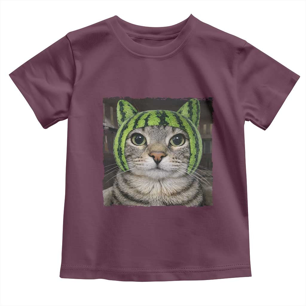 Watermelon Cat Silly Cat Meme Toddler T Shirt TS10 Maroon Print Your Wear