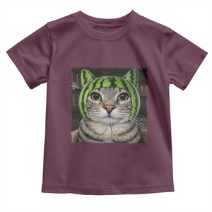 Watermelon Cat Silly Cat Meme Toddler T Shirt TS10 Maroon Print Your Wear