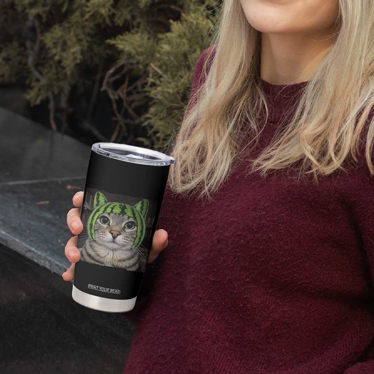 Watermelon Cat Silly Cat Meme Tumbler Cup TS10 Print Your Wear