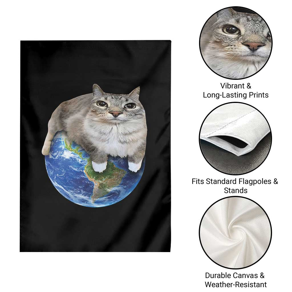 Earth Cat Silly Cat Meme Garden Flag TS10 Print Your Wear
