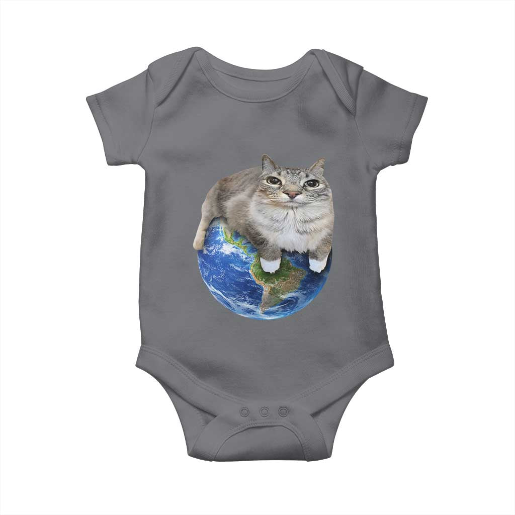 Earth Cat Silly Cat Meme Baby Onesie TS10 Charcoal Print Your Wear