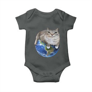 Earth Cat Silly Cat Meme Baby Onesie TS10 Dark Heather Print Your Wear