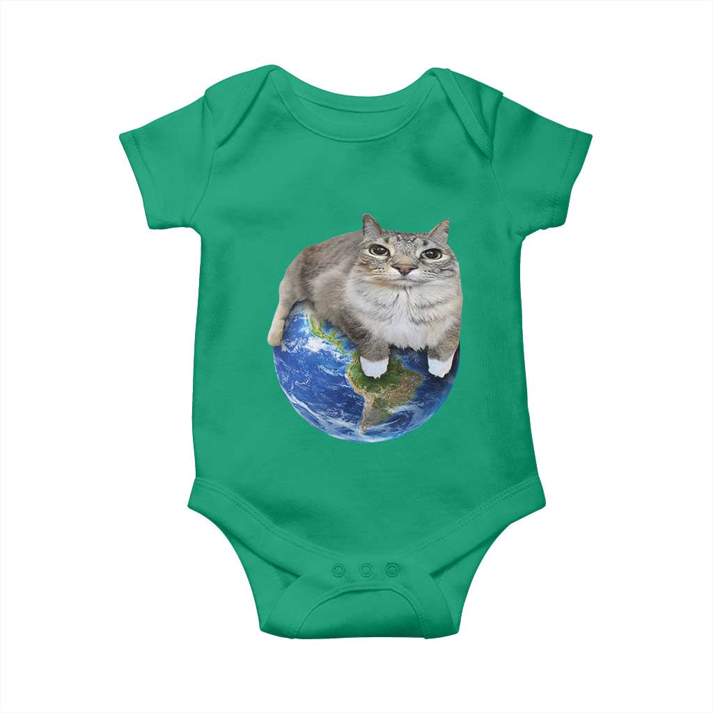 Earth Cat Silly Cat Meme Baby Onesie TS10 Irish Green Print Your Wear