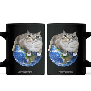 Earth Cat Silly Cat Meme Coffee Mug TS10 Black Print Your Wear
