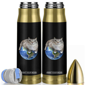 Earth Cat Silly Cat Meme Bullet Tumbler TS10 Black Print Your Wear