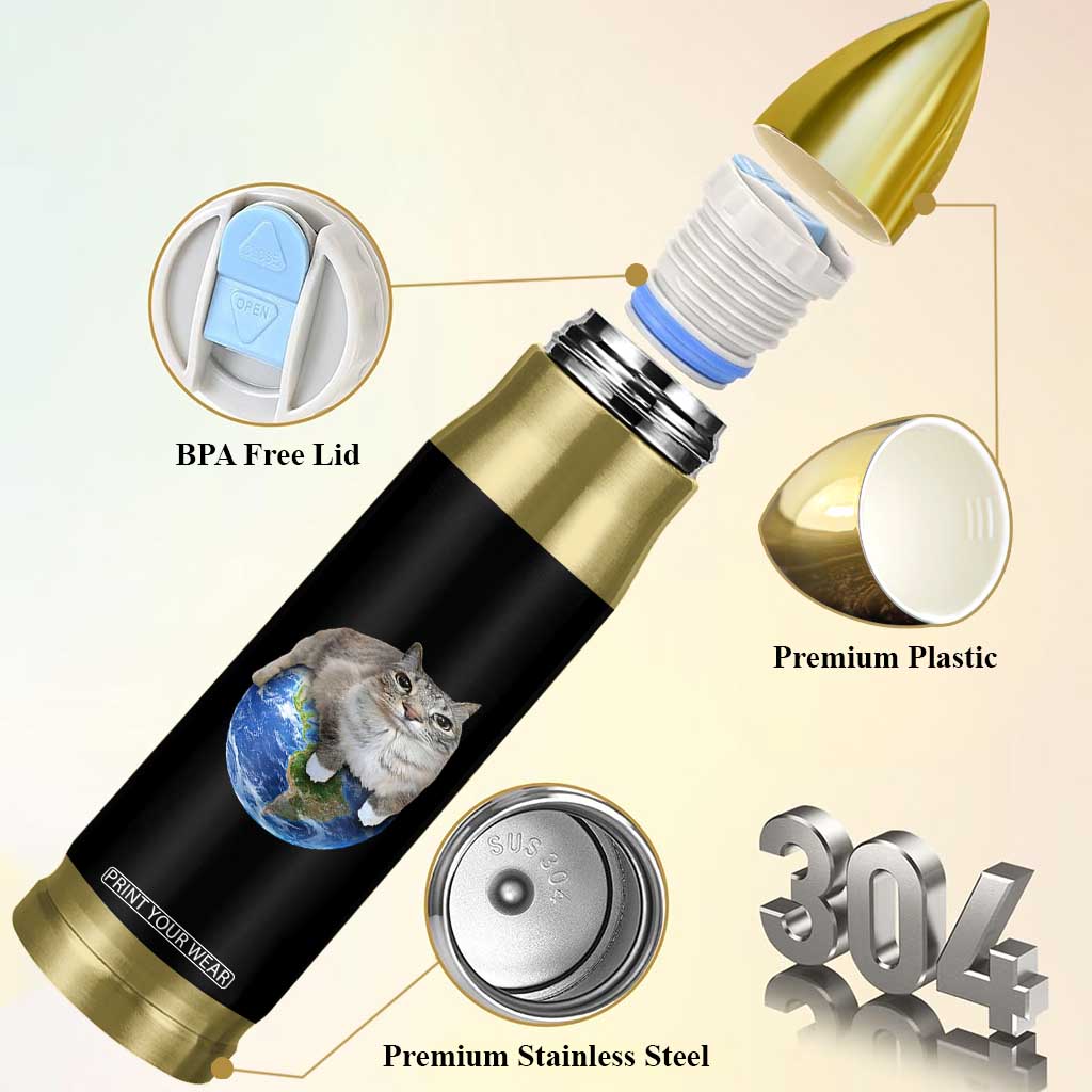 Earth Cat Silly Cat Meme Bullet Tumbler TS10 Print Your Wear