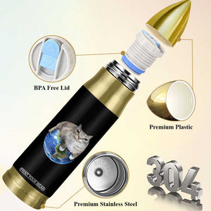 Earth Cat Silly Cat Meme Bullet Tumbler TS10 Print Your Wear
