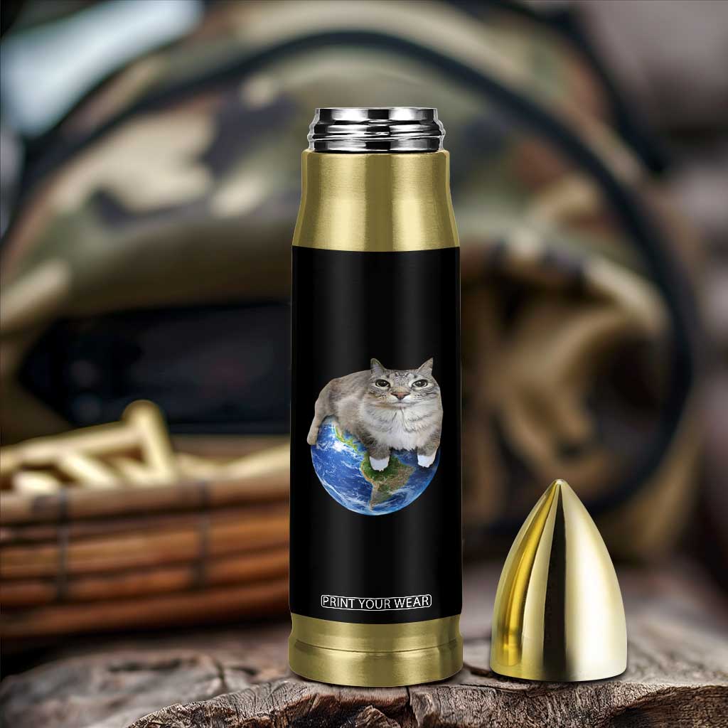 Earth Cat Silly Cat Meme Bullet Tumbler TS10 Print Your Wear