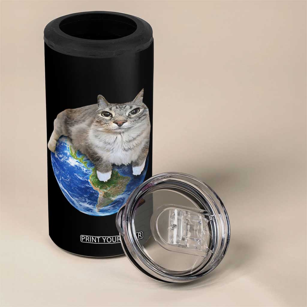 Earth Cat Silly Cat Meme 4 in 1 Can Cooler Tumbler TS10 Print Your Wear
