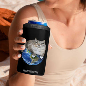 Earth Cat Silly Cat Meme 4 in 1 Can Cooler Tumbler TS10 Print Your Wear
