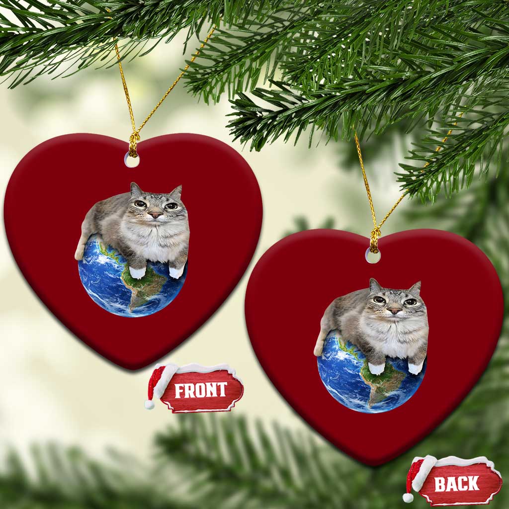 Earth Cat Silly Cat Meme Ceramic Ornament TS10 Print Your Wear