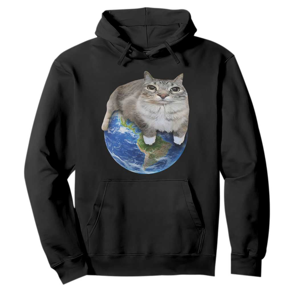Earth Cat Silly Cat Meme Hoodie TS10 Black Print Your Wear