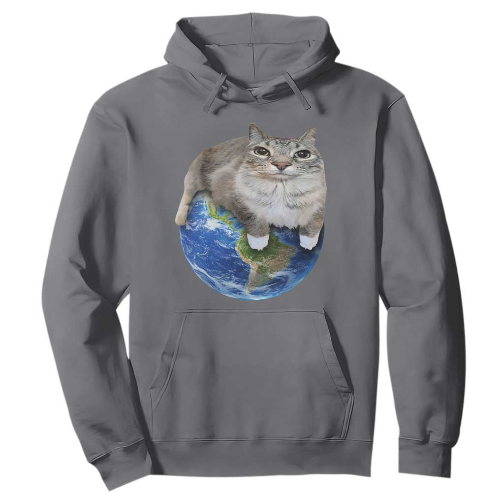 Earth Cat Silly Cat Meme Hoodie TS10 Charcoal Print Your Wear