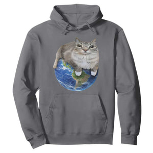 Earth Cat Silly Cat Meme Hoodie TS10 Charcoal Print Your Wear