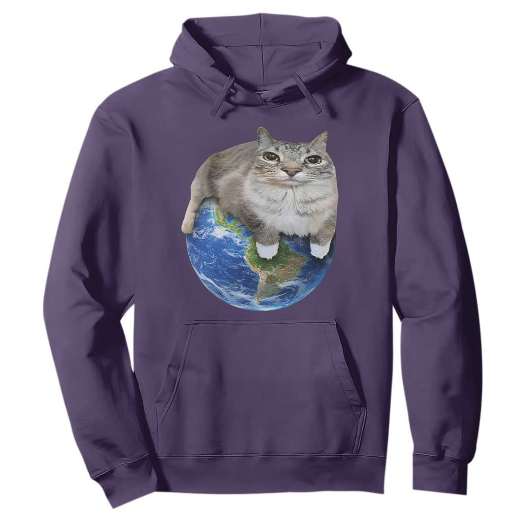 Earth Cat Silly Cat Meme Hoodie TS10 Purple Print Your Wear