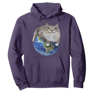 Earth Cat Silly Cat Meme Hoodie TS10 Purple Print Your Wear