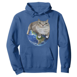 Earth Cat Silly Cat Meme Hoodie TS10 Royal Blue Print Your Wear