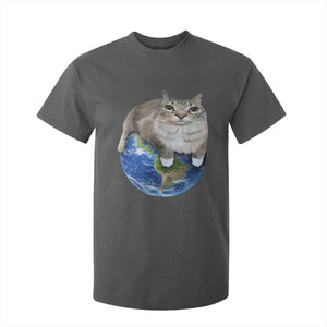 Earth Cat Silly Cat Meme T Shirt For Kid TS10 Dark Heather Print Your Wear