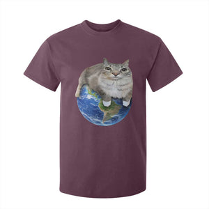 Earth Cat Silly Cat Meme T Shirt For Kid TS10 Maroon Print Your Wear