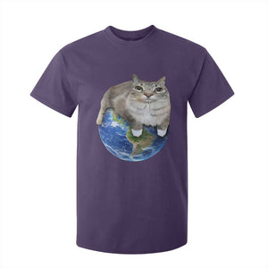Earth Cat Silly Cat Meme T Shirt For Kid TS10 Purple Print Your Wear