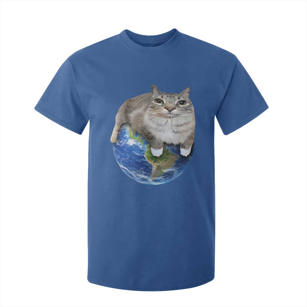 Earth Cat Silly Cat Meme T Shirt For Kid TS10 Royal Blue Print Your Wear