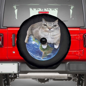 Earth Cat Silly Cat Meme Spare Tire Cover TS10 Black Print Your Wear