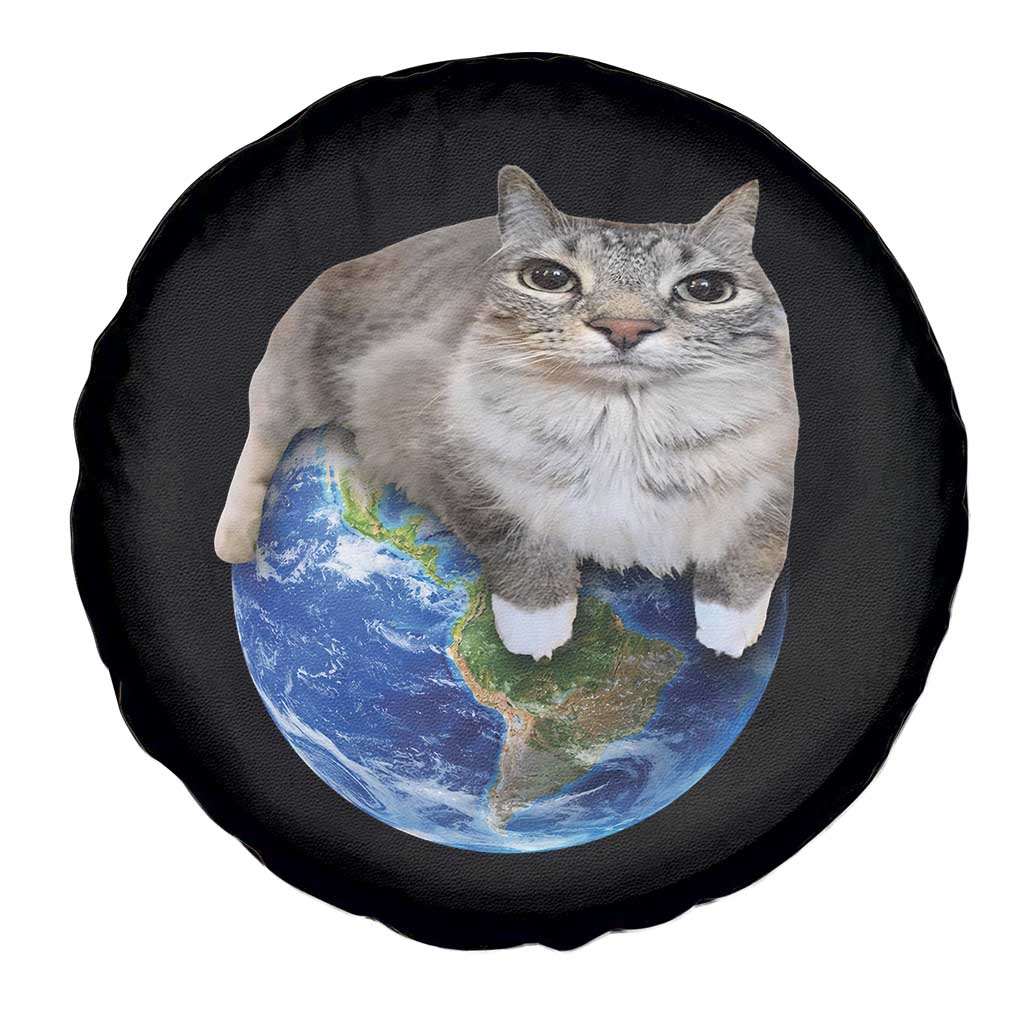 Earth Cat Silly Cat Meme Spare Tire Cover TS10 Print Your Wear