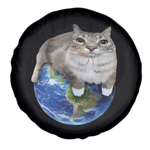 Earth Cat Silly Cat Meme Spare Tire Cover TS10 Print Your Wear