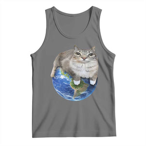 Earth Cat Silly Cat Meme Tank Top TS10 Black Heather Print Your Wear