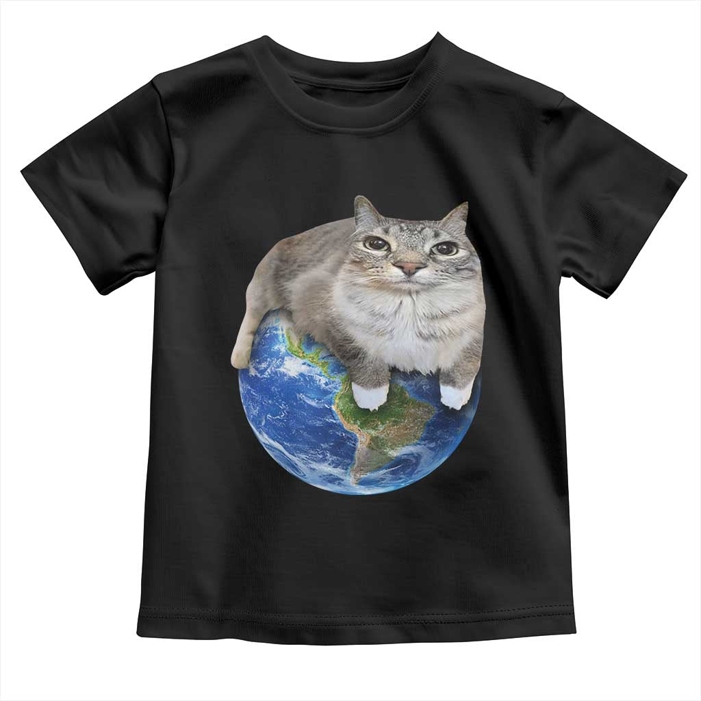 Earth Cat Silly Cat Meme Toddler T Shirt TS10 Black Print Your Wear