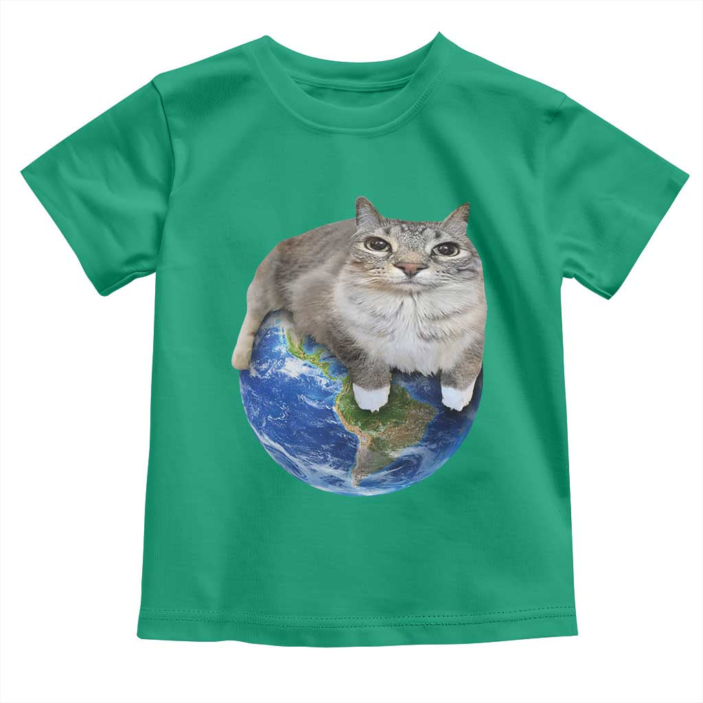 Earth Cat Silly Cat Meme Toddler T Shirt TS10 Irish Green Print Your Wear