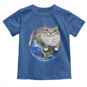 Earth Cat Silly Cat Meme Toddler T Shirt TS10 Royal Blue Print Your Wear