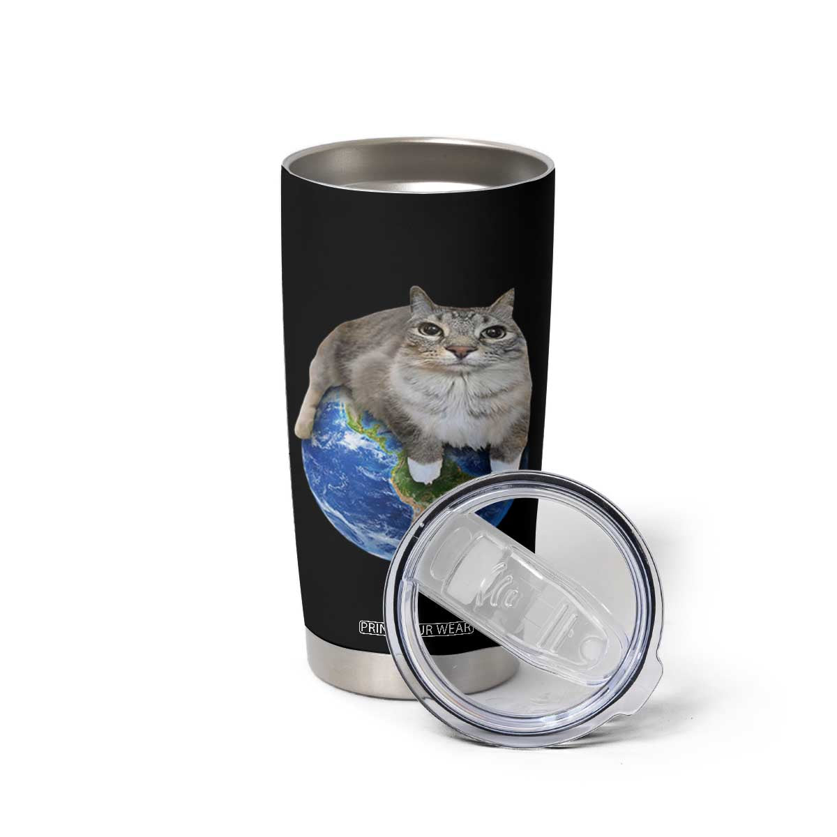 Earth Cat Silly Cat Meme Tumbler Cup TS10 Print Your Wear