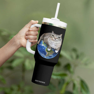Earth Cat Silly Cat Meme Tumbler With Handle TS10 Print Your Wear