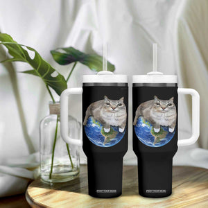 Earth Cat Silly Cat Meme Tumbler With Handle TS10 Print Your Wear