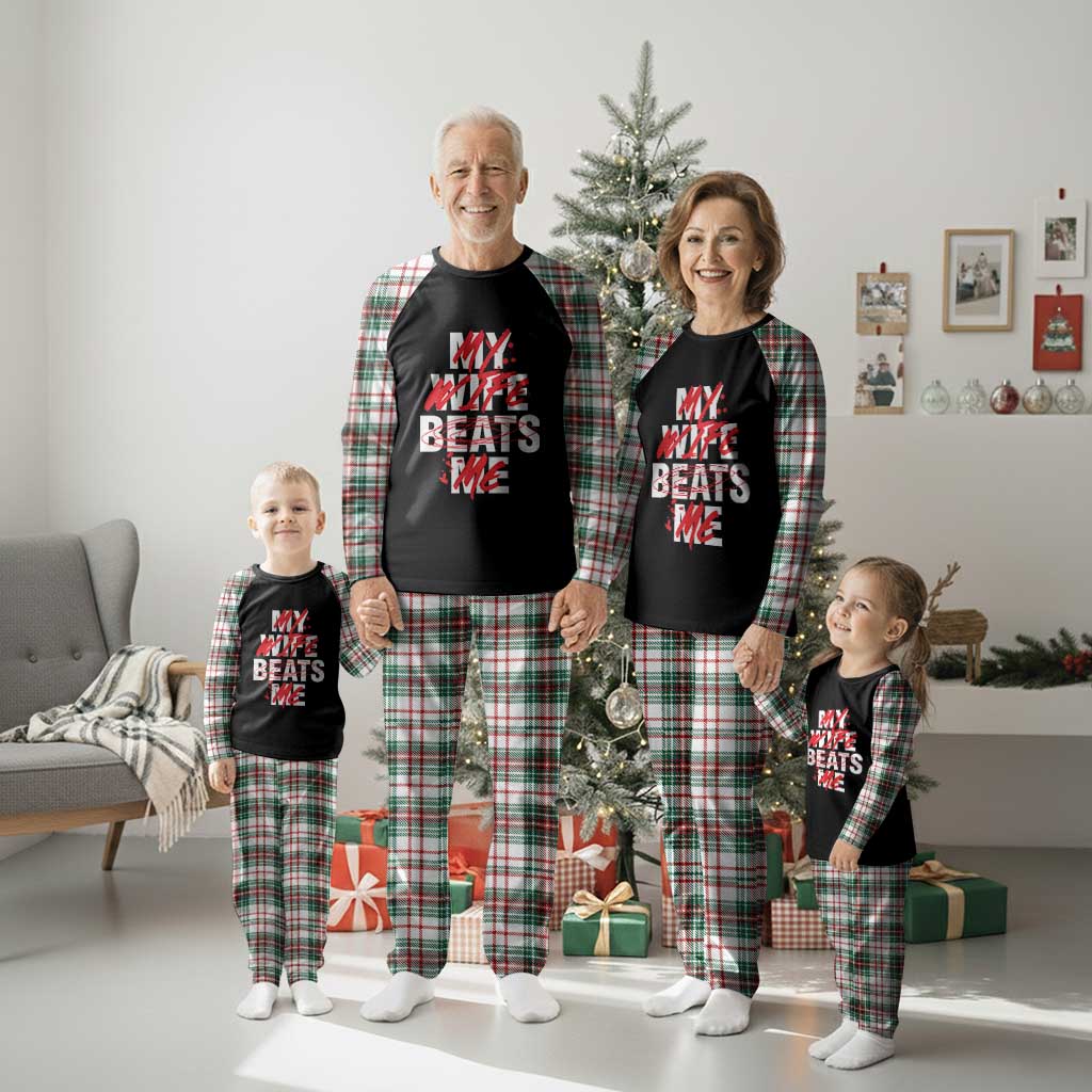 My Wife Beats Me Plaid Pajama Set Funny Husband Birthday Anniversary - Print Your Wear