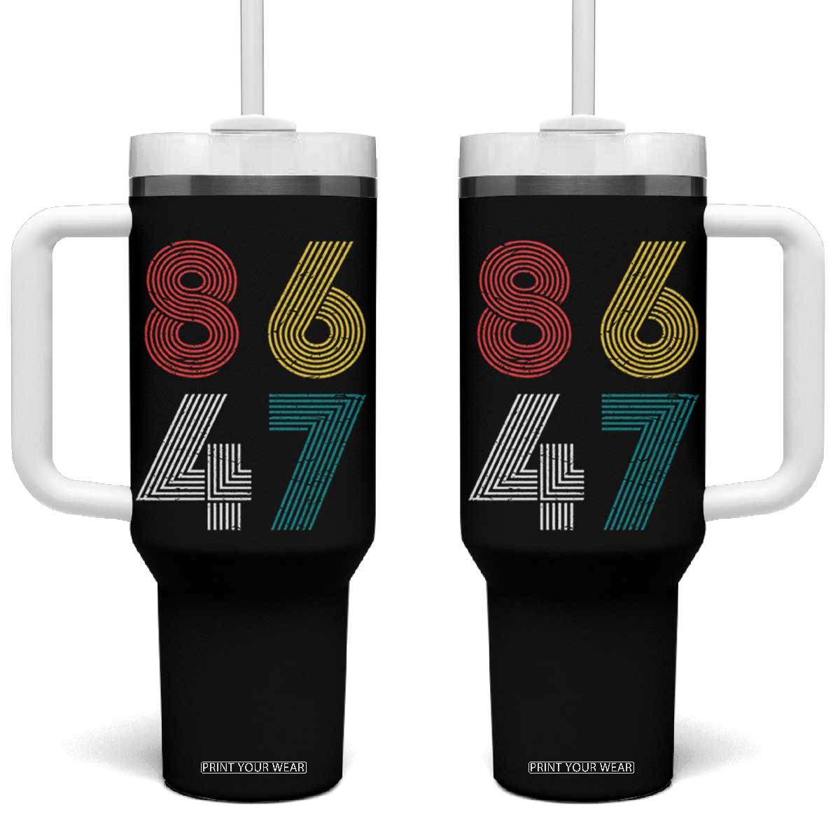 Retro 8647 Tumbler With Handle Classic Retro Vintage 80s Subtle FDT TS10 One Size: 40 oz Black Print Your Wear