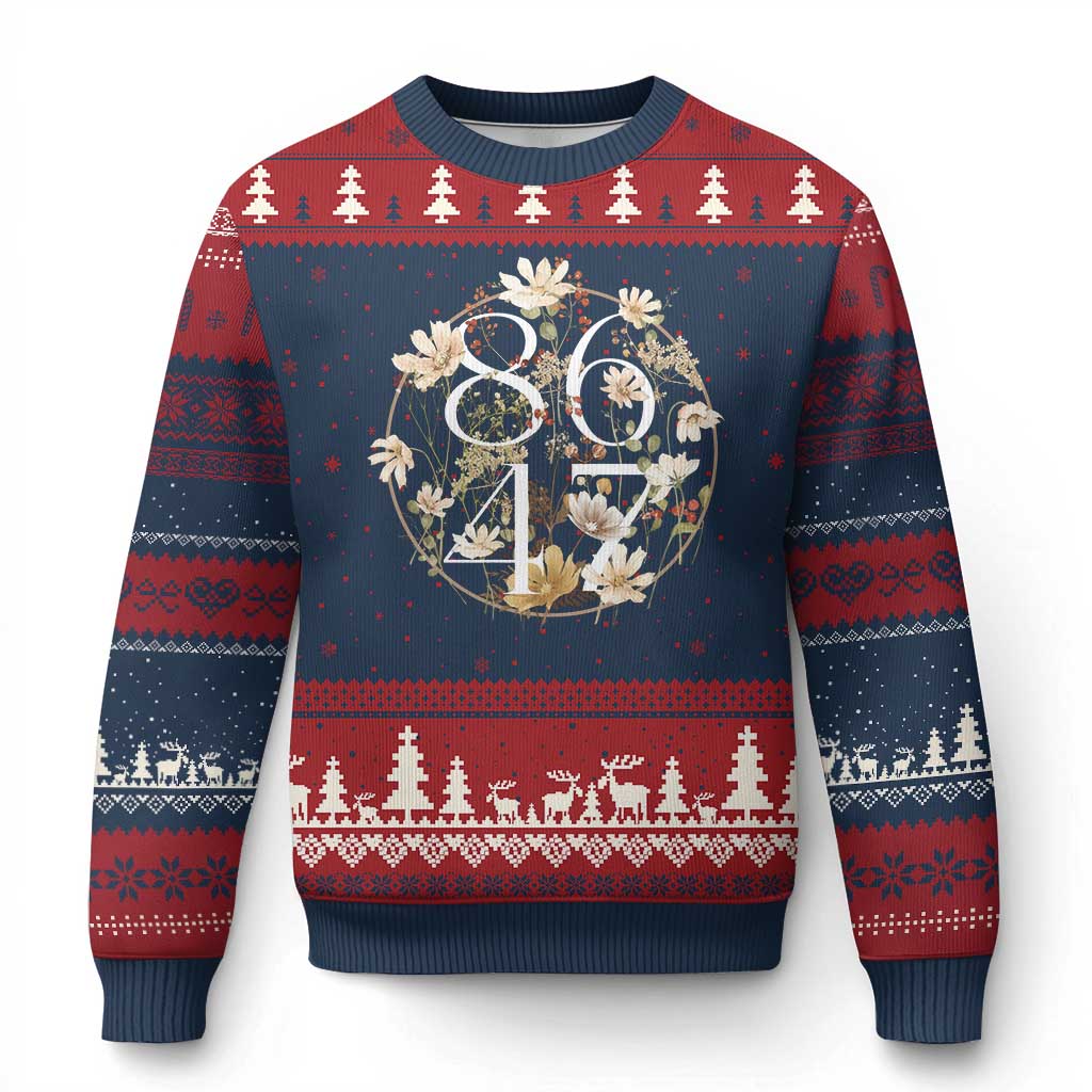 Retro 8647 Ugly Christmas Sweater Subtle FDT Wild Flower Aesthetic TS10 Navy Red Print Your Wear