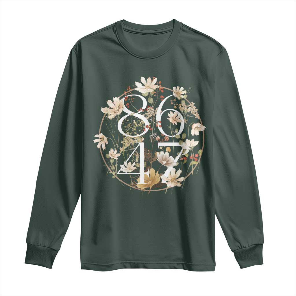 Retro 8647 Long Sleeve Shirt Subtle FDT Wild Flower Aesthetic TS10 Dark Forest Green Print Your Wear