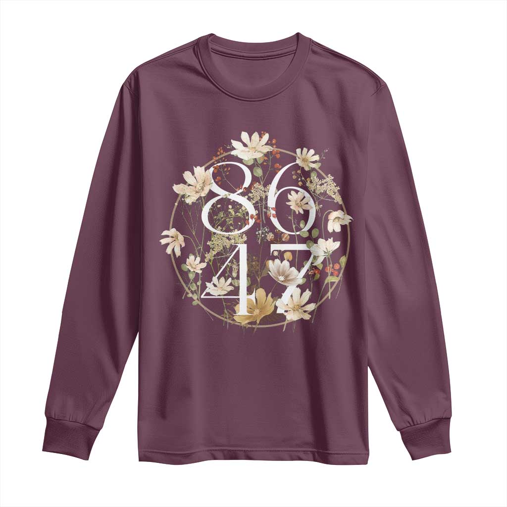 Retro 8647 Long Sleeve Shirt Subtle FDT Wild Flower Aesthetic TS10 Maroon Print Your Wear